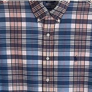 Ralph Lauren Classic Fit Blue Red Yellow Check Short Sleeve Pony Shirt Men's 2XL